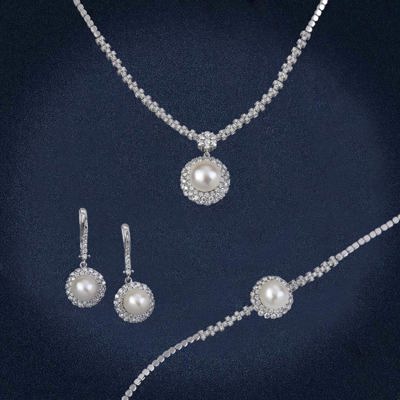 Margarita Diamond and Pearl Jewelry Set